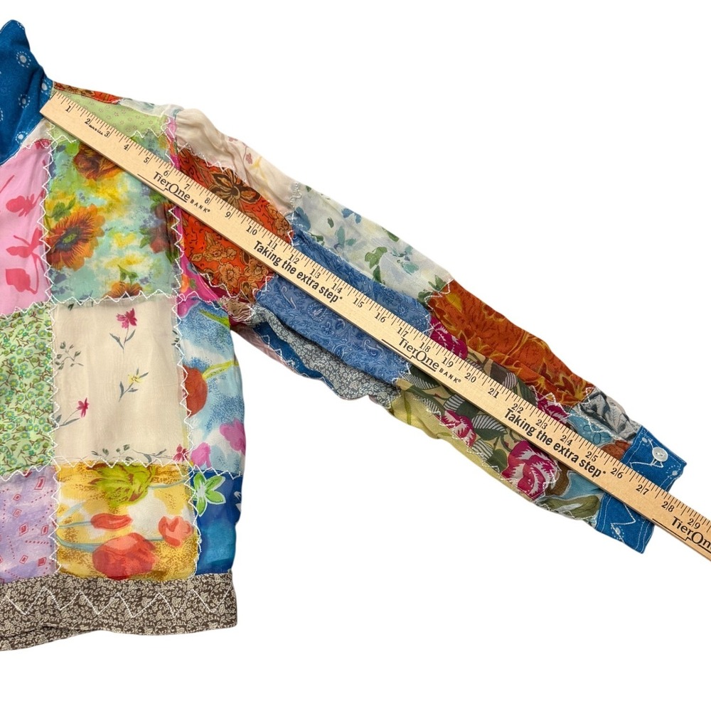 Sacred Threads Patchwork Button Up Shirt Women M/… - image 7